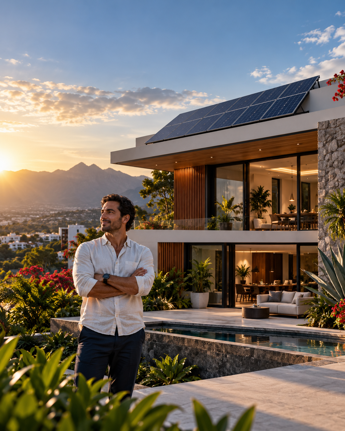 Casa residencial moderna con paneles solares SiEnergy